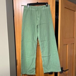 High-Rise Wide Leg Jeans in Sage Green